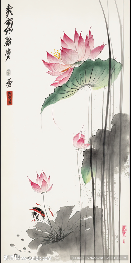 国画荷花图