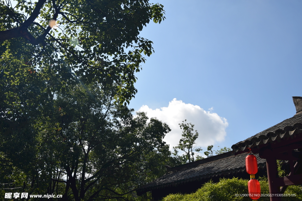 白云 古建筑 自然景观 蓝天 
