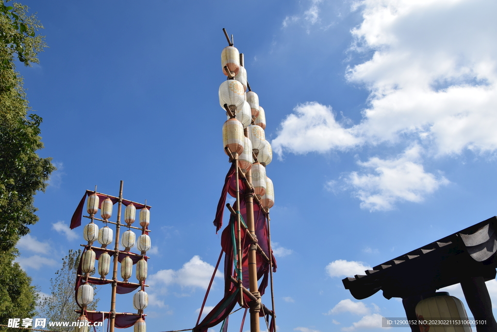 白云 古建筑 自然景观 蓝天 