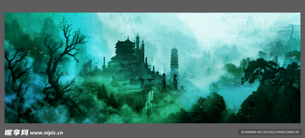 古风 传统建筑 山水风景 亭台