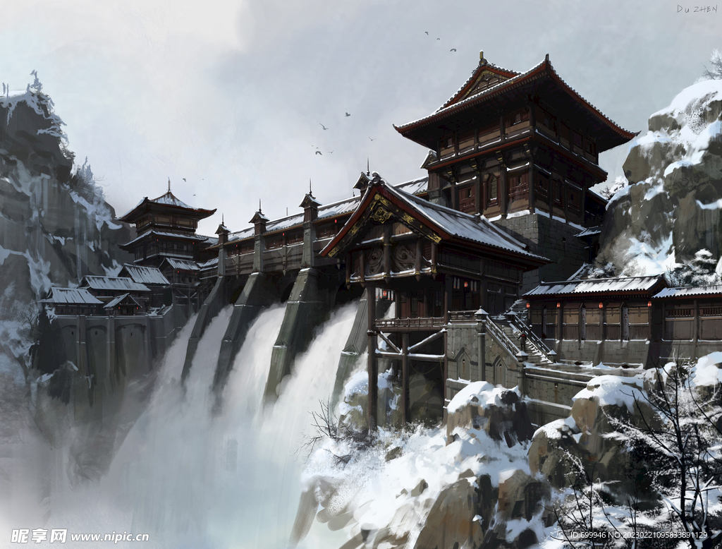 古风 传统建筑 山水风景 亭台