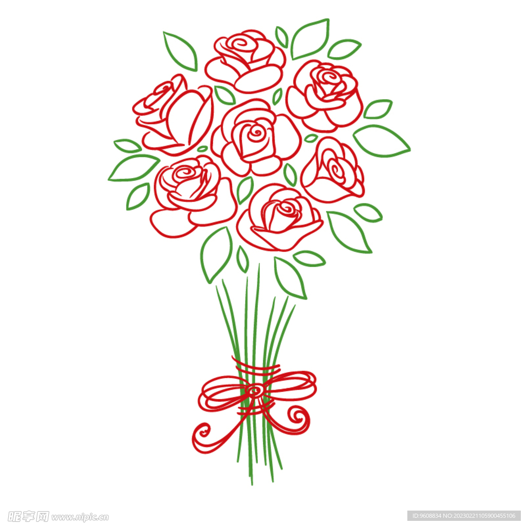 手绘玫瑰花束