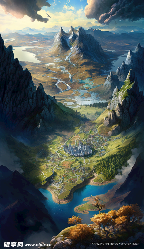 油画山谷