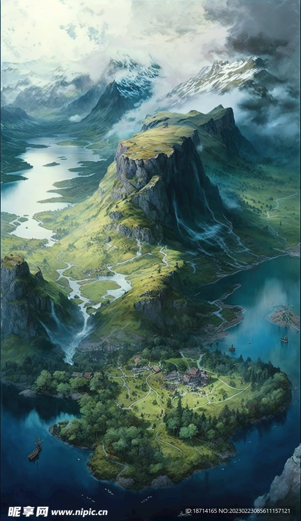 油画山谷