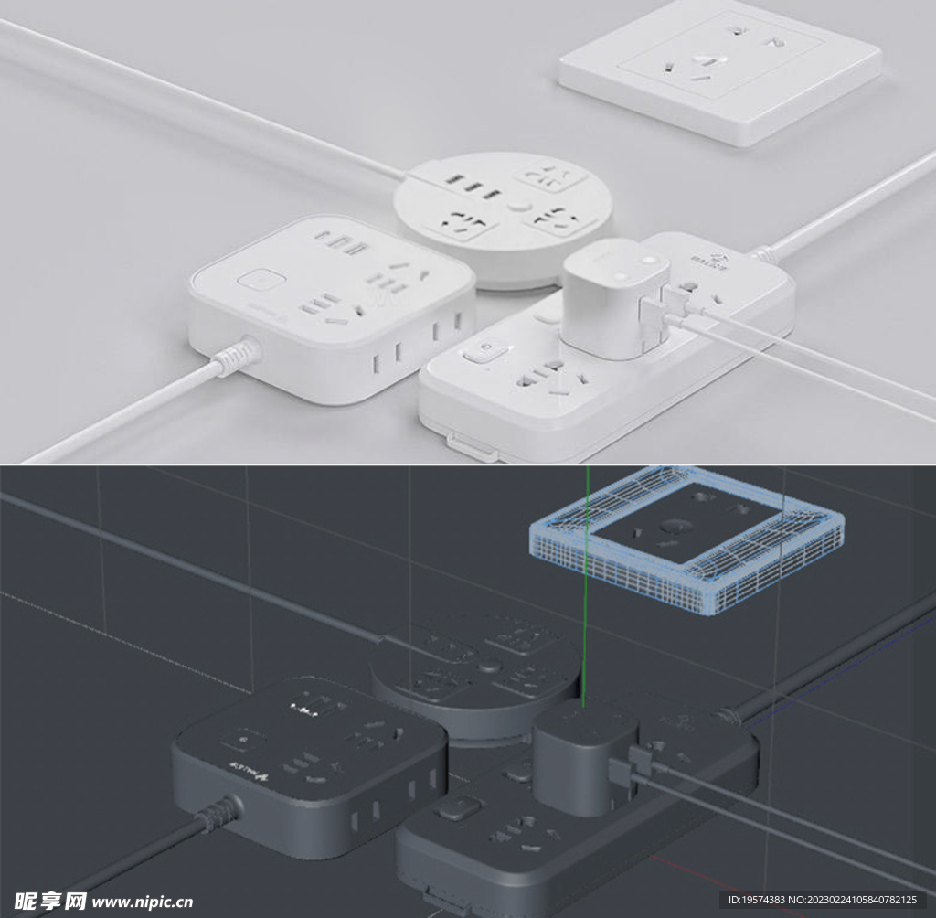 C4D模型插座