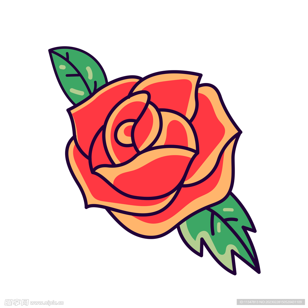 红色玫瑰花矢量插图