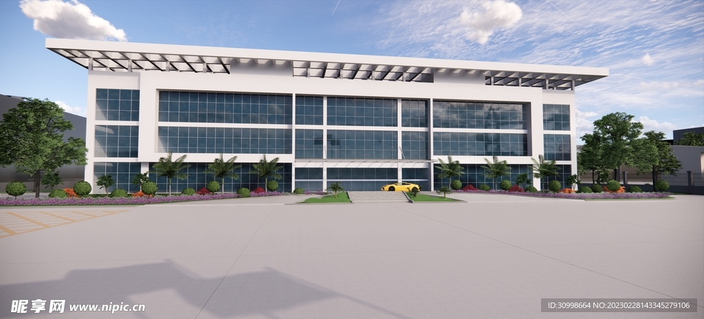 工厂大楼园林效果图