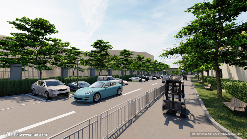 停车场园林效果图