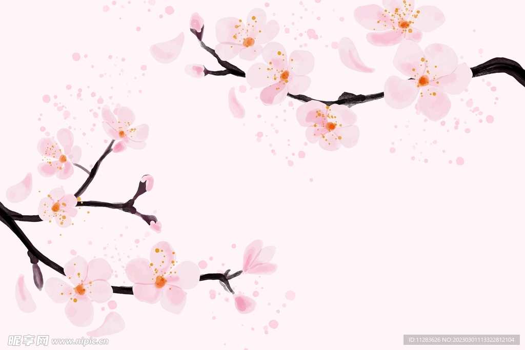 水彩桃花素材