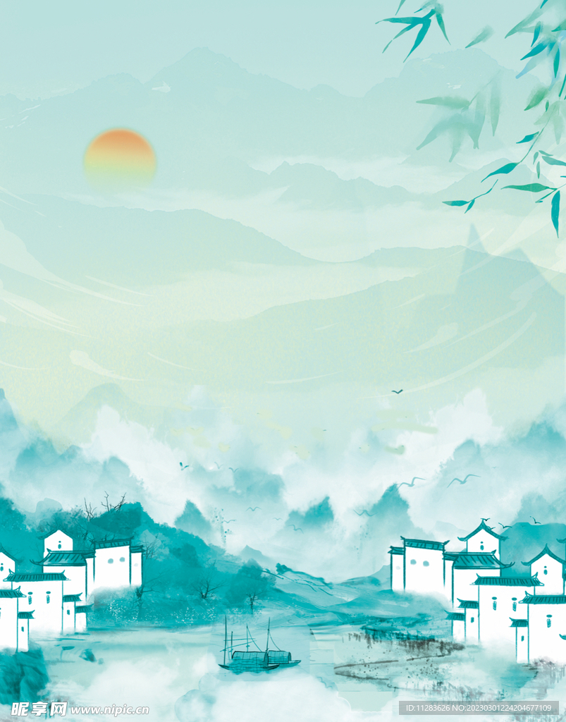 水墨江南山水背景