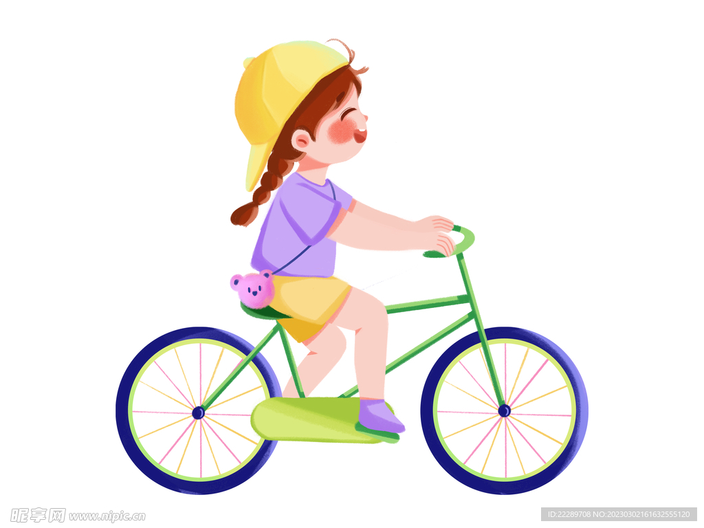 卡通骑自行车