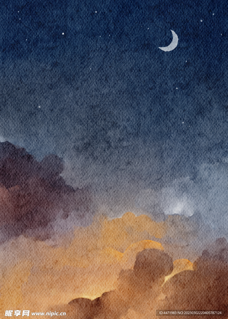 水彩月夜