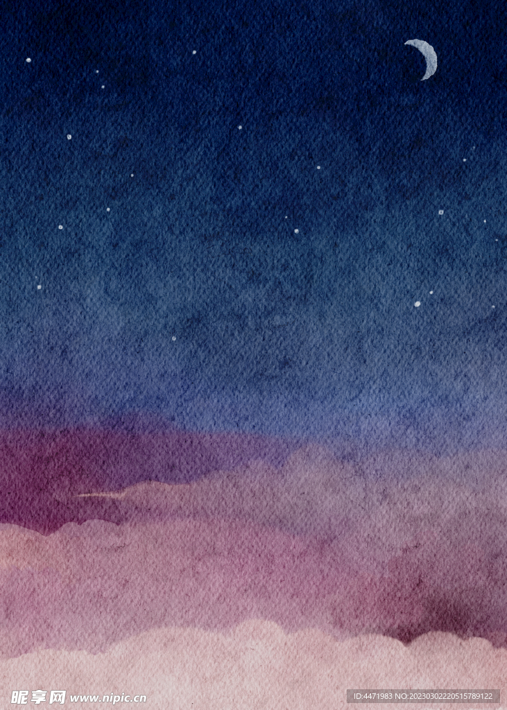 水彩月夜 