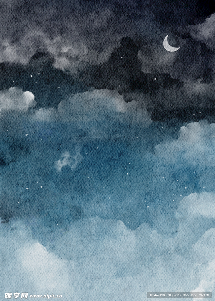 水彩月夜 