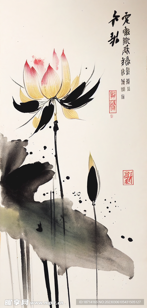 国画荷花图