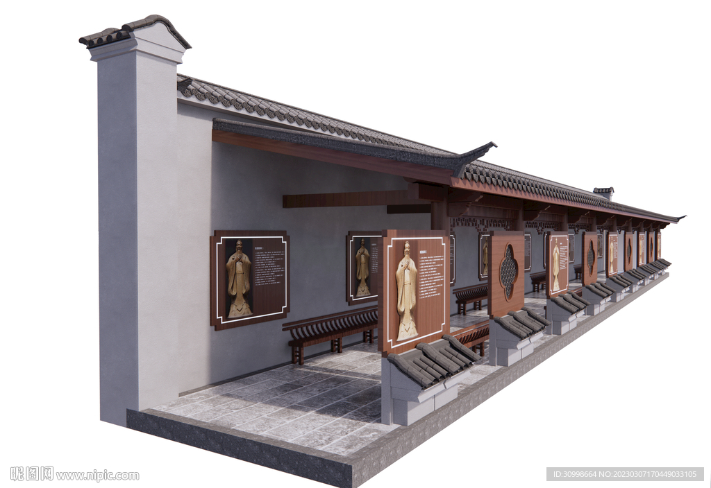 中式长廊效果图