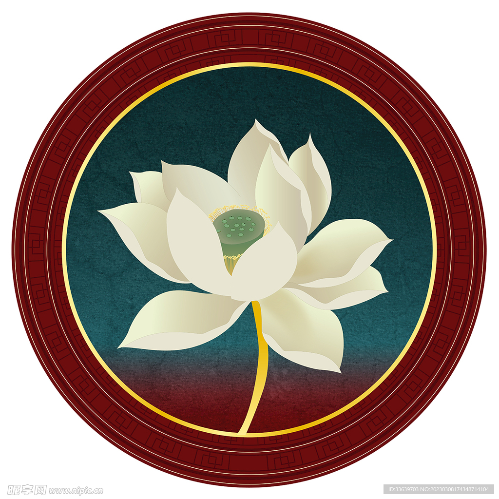 荷花墨韵水墨插画