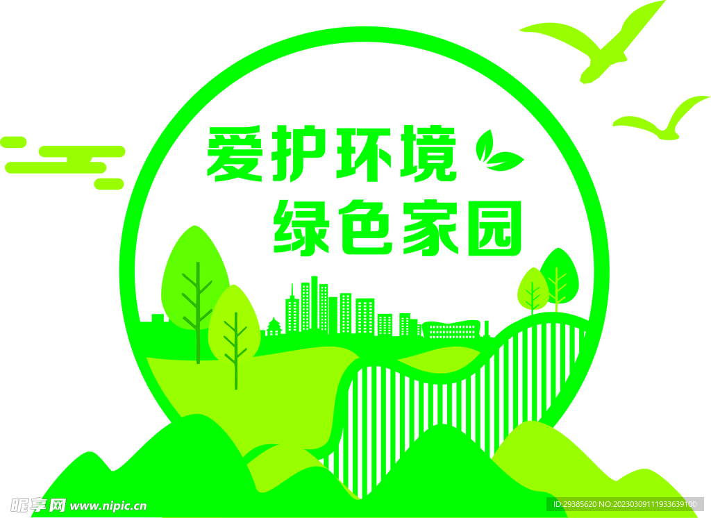 创建文明城市文化墙爱护环境绿色