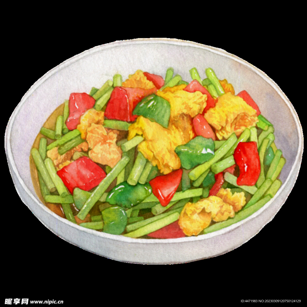 手绘蒜台炒肉