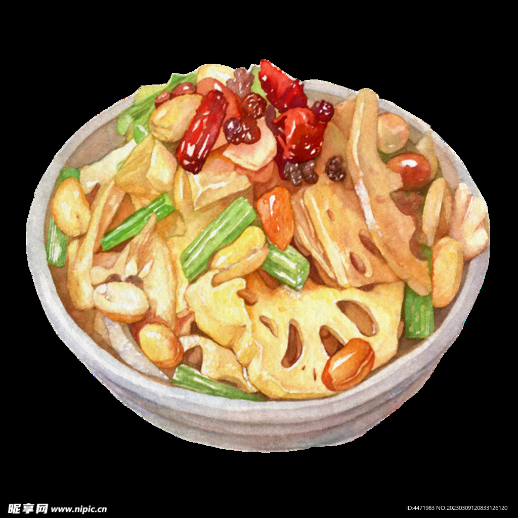 手绘凉拌藕片