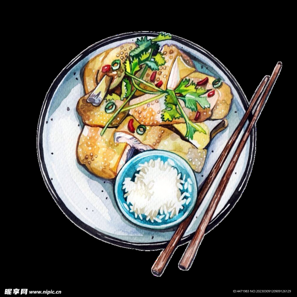 手绘白切鸡