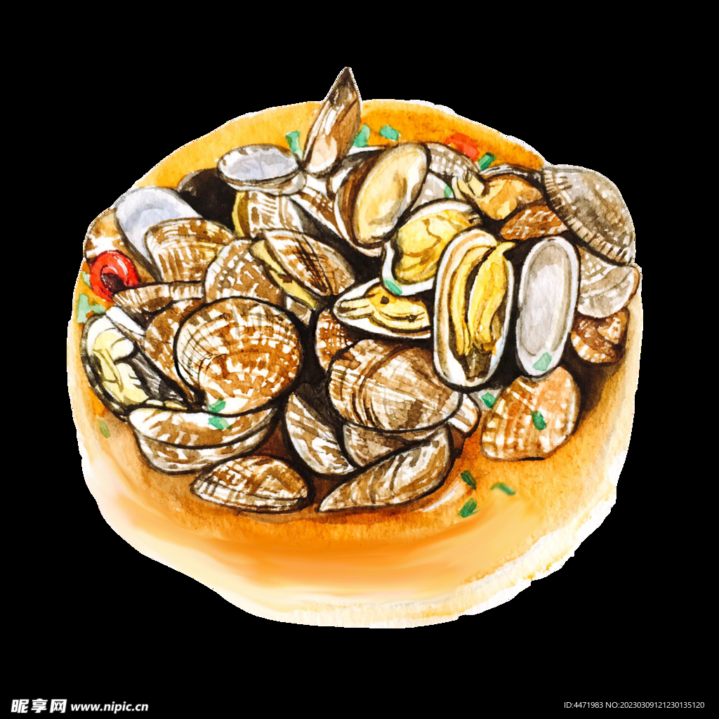 手绘香辣花蛤
