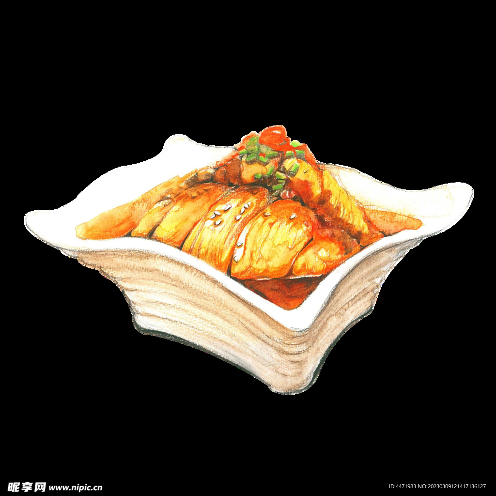 手绘口水鸡