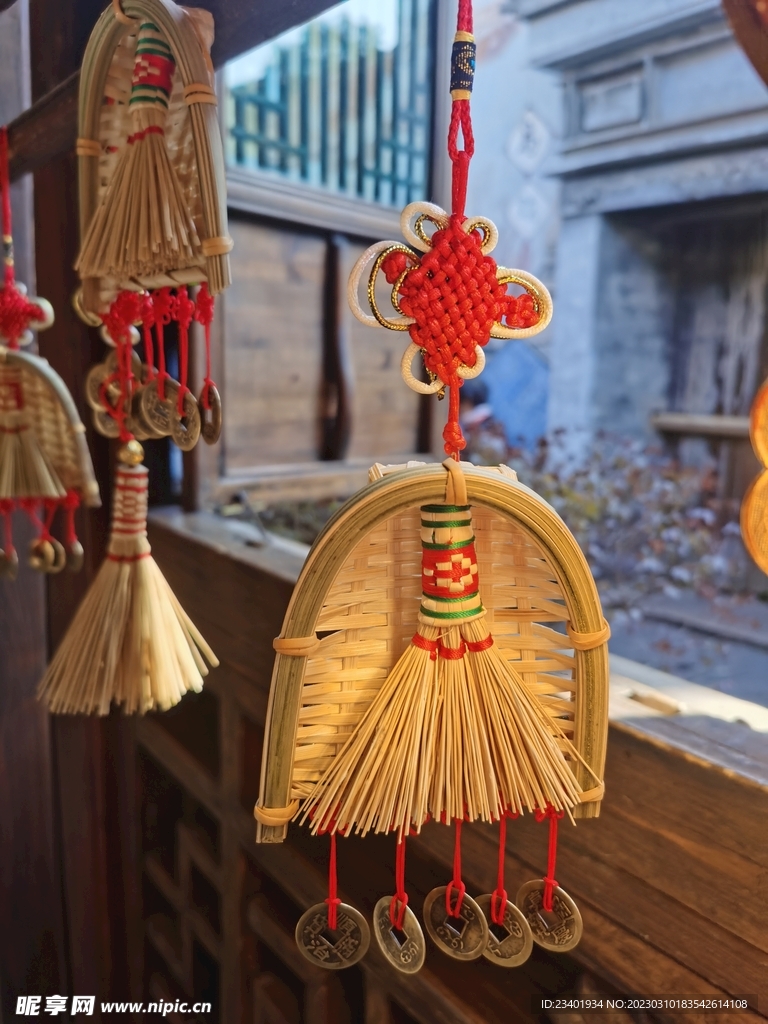 笤帚挂件装饰中国结铜钱