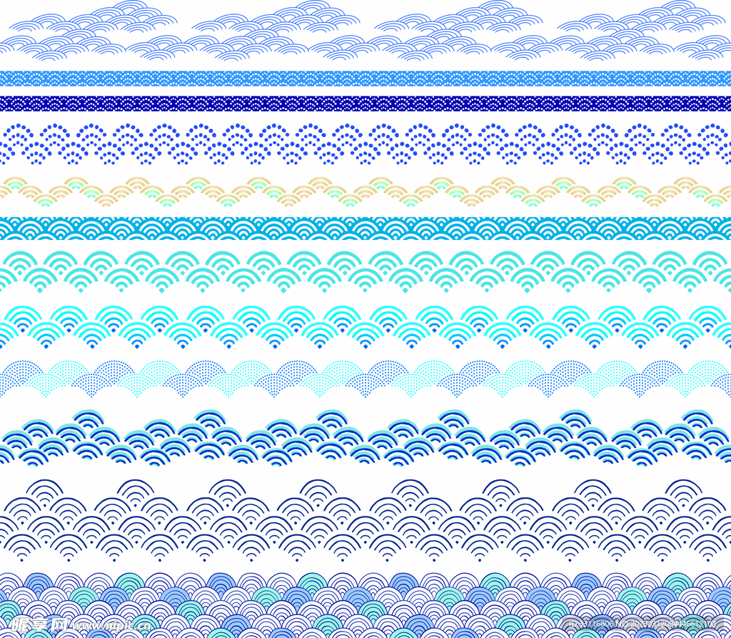 古风矢量海浪水纹