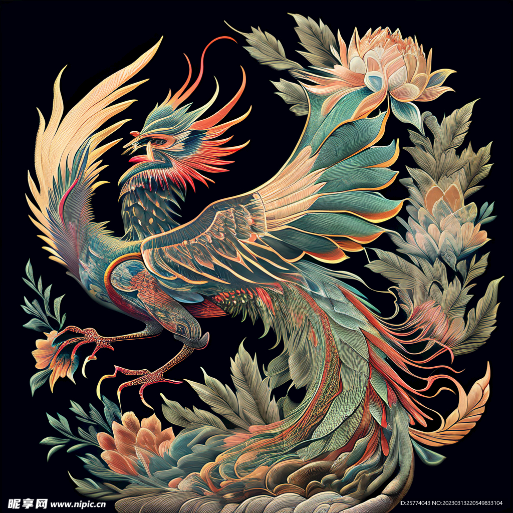 刺绣凤凰