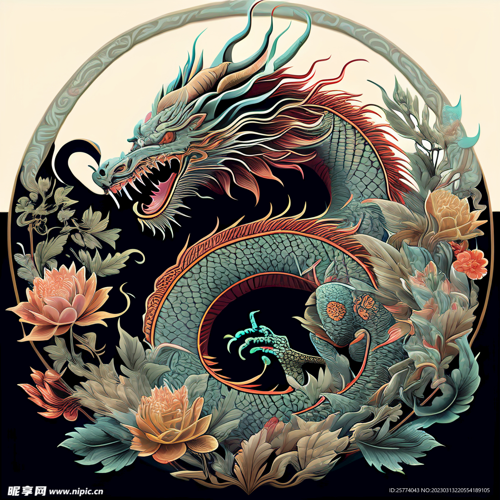 国风刺绣龙