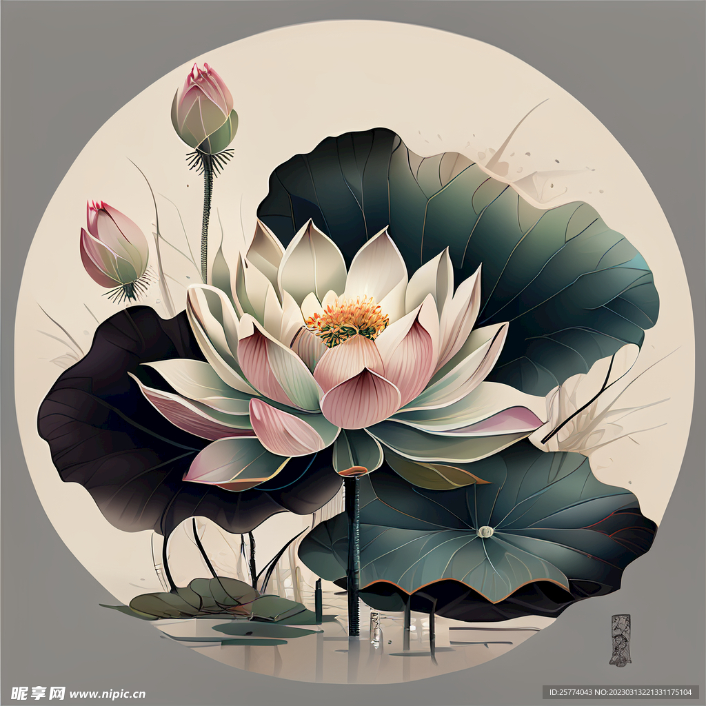 水墨荷花