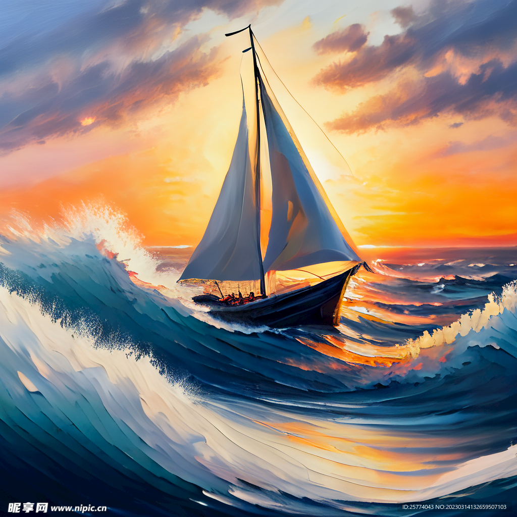 油画一帆风顺