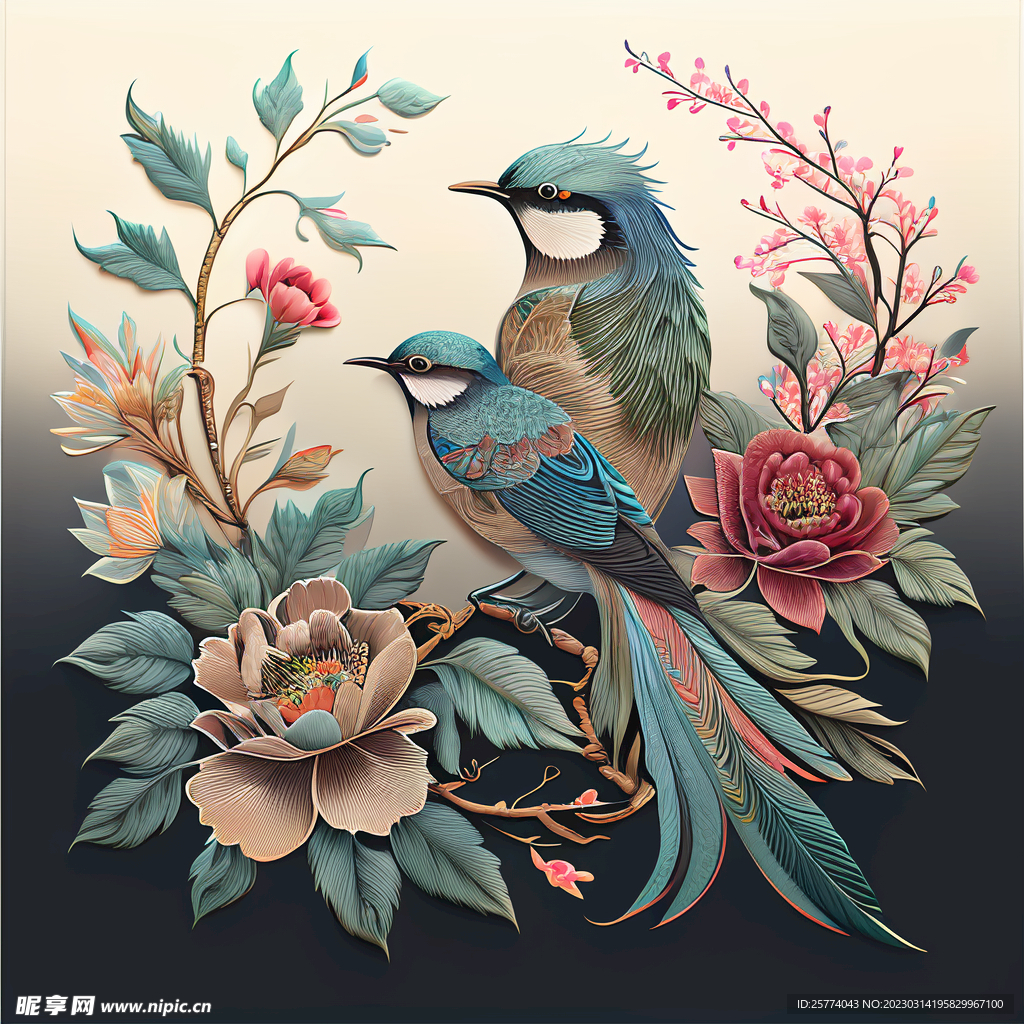 花鸟刺绣