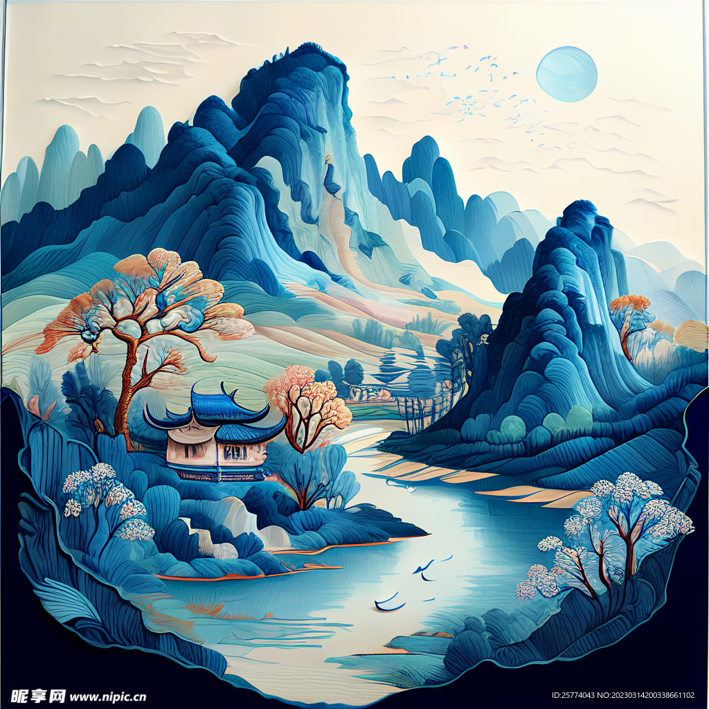山水刺绣
