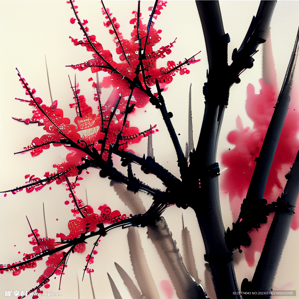 梅花水墨画