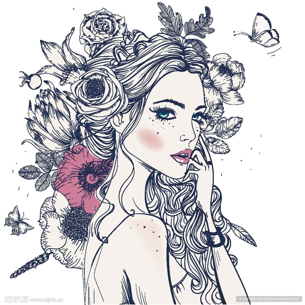 插画美女 