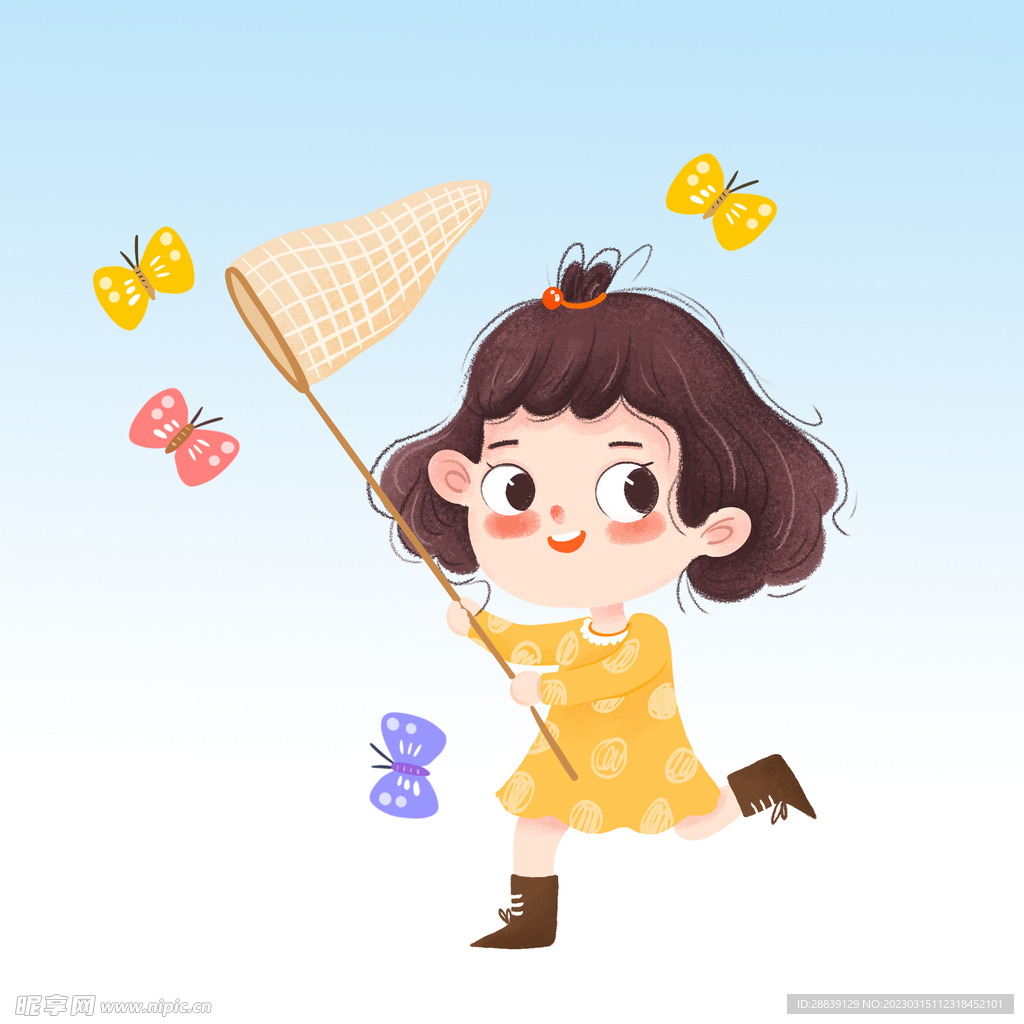  女孩捕蝴蝶 
