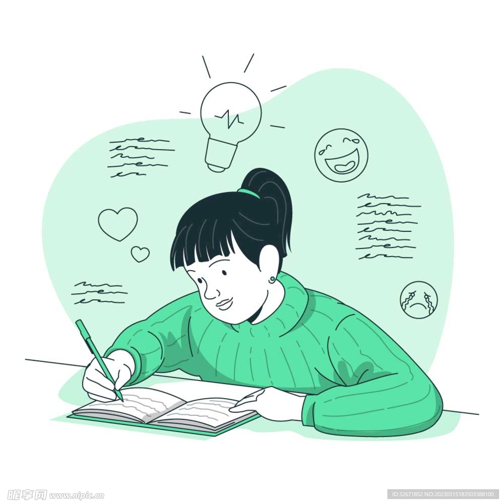 女孩做作业
