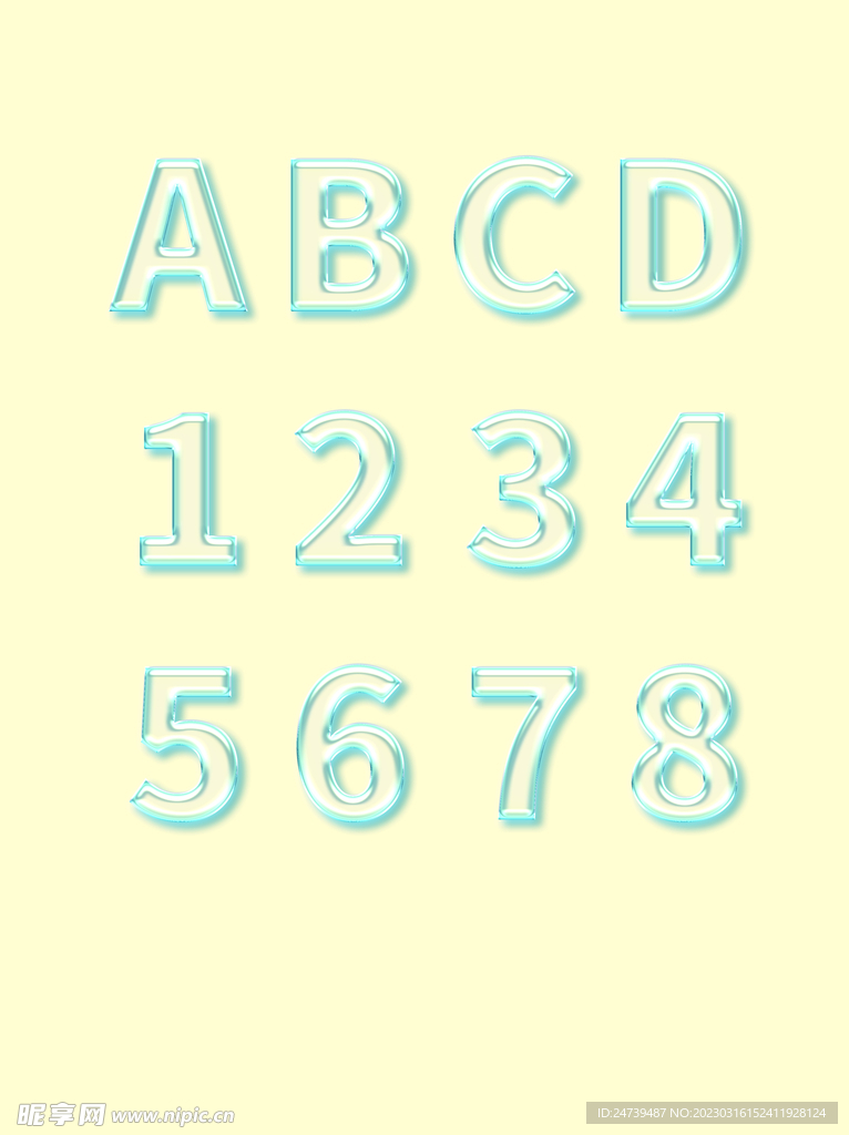 蓝色水晶透明字体