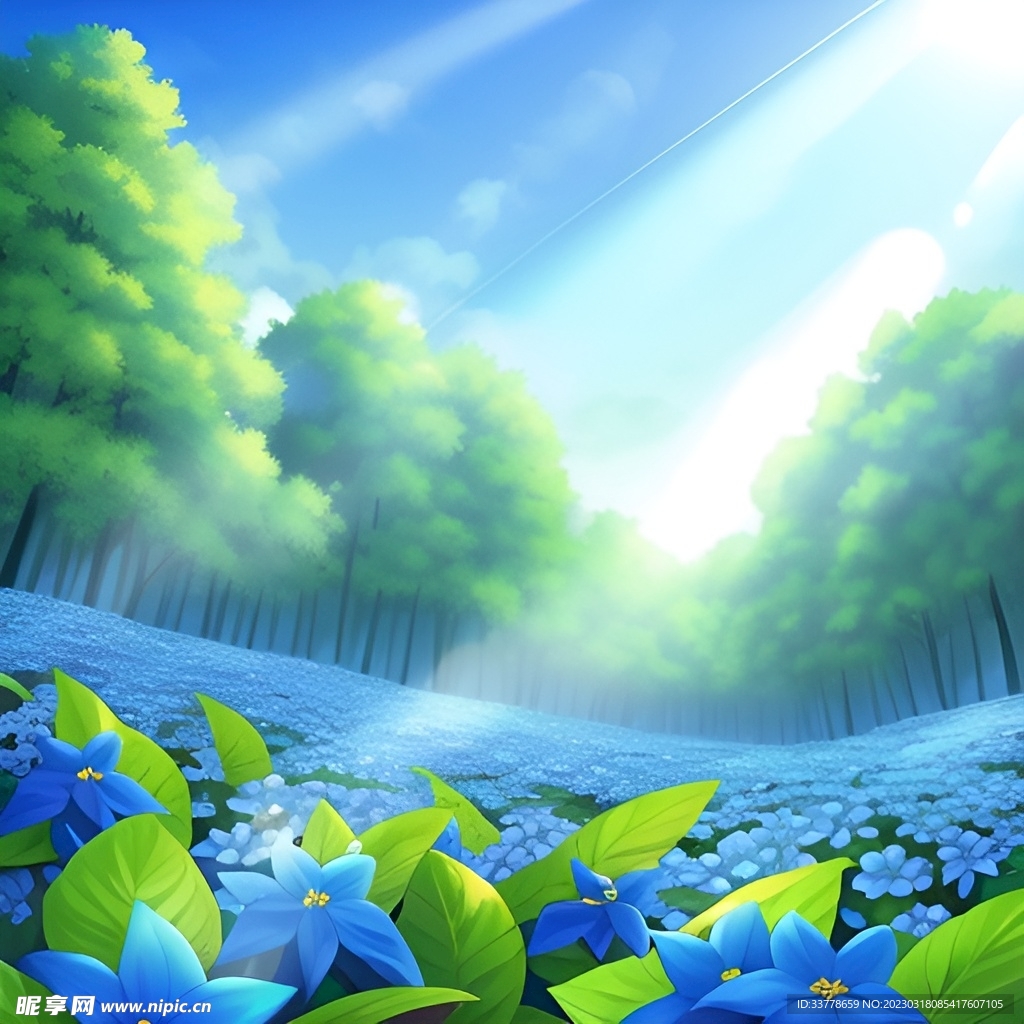 蓝色花海背景