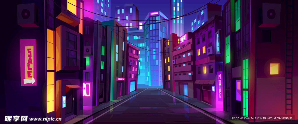卡通城市夜景