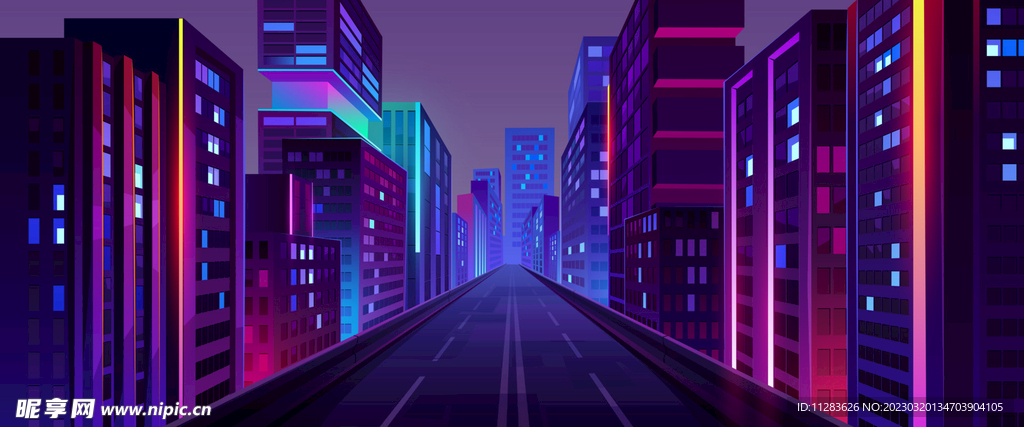 卡通城市夜景