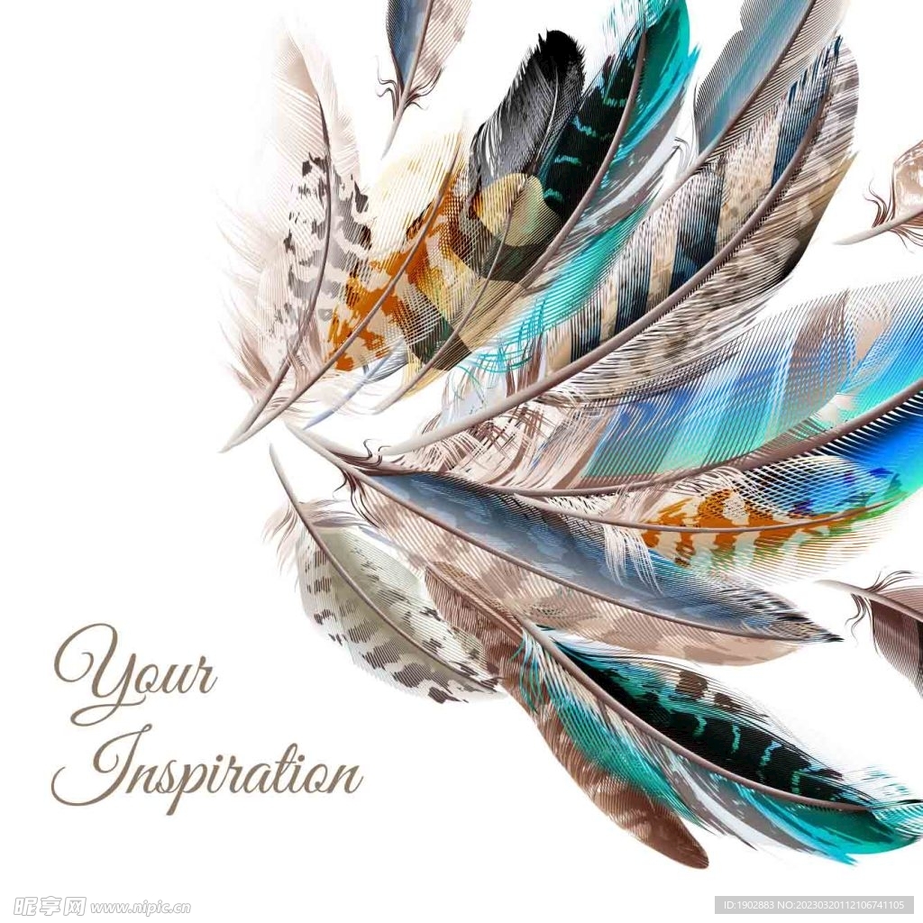 印第安彩色羽毛矢量素材