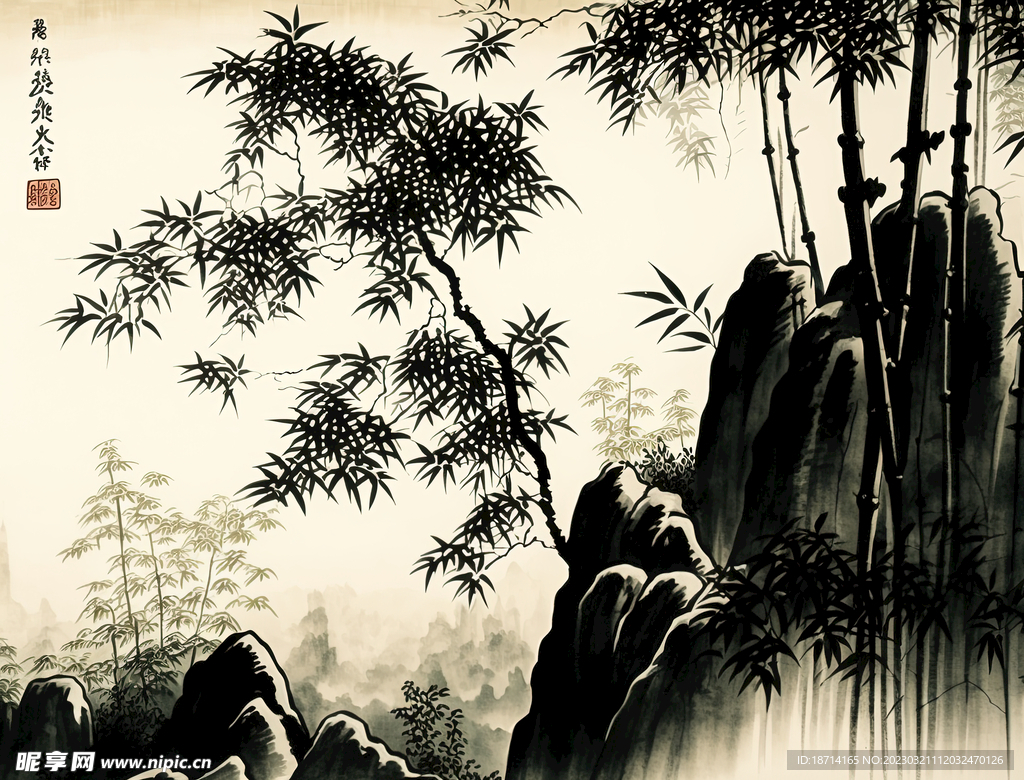 国画竹林