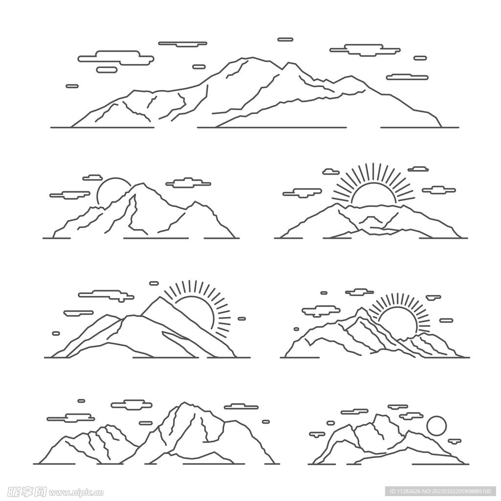 线性山峰图标