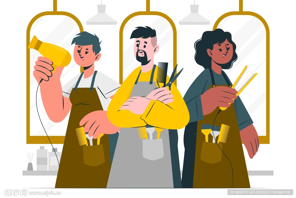 卡通理发师素材