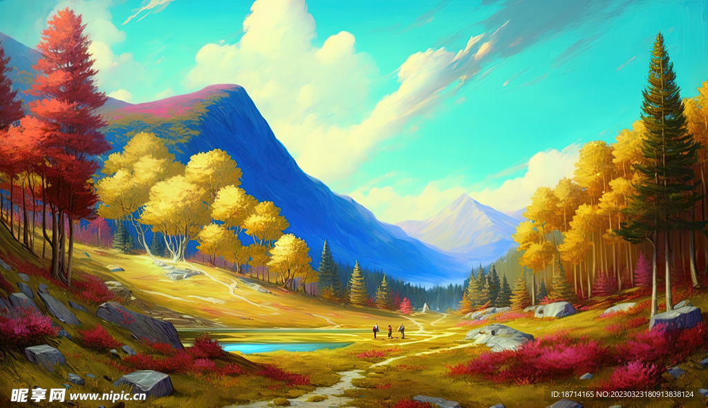 油画山林