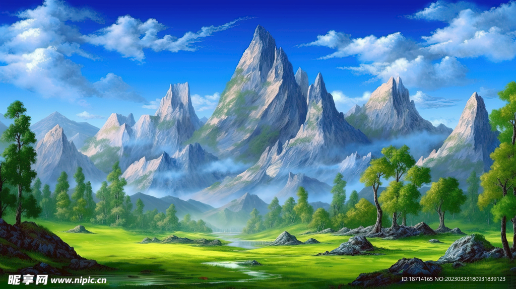 油画山林