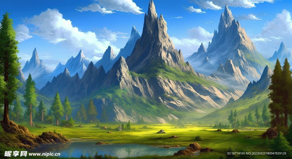 油画山林